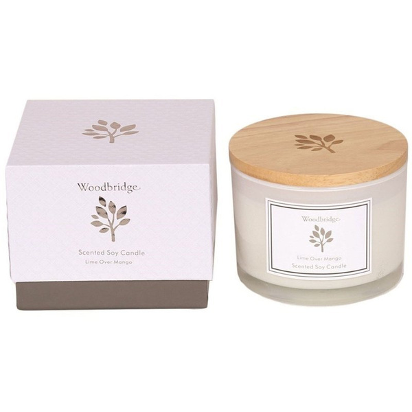 Woodbridge medium scented soy candle 3 wicks 370 g in a box - Lime Over Mango