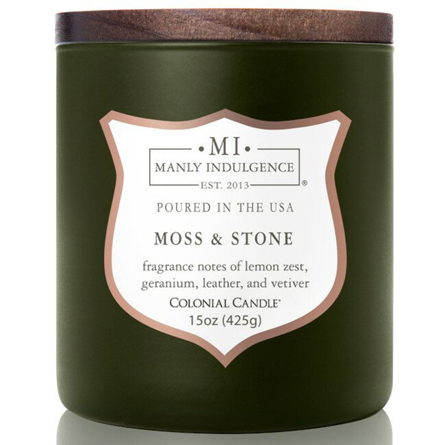 Colonial Candle wooden wick soy scented candle grey 15 oz 425 g - Moss & Stone