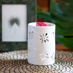 Quemador de cera Nyl flores - Blanco