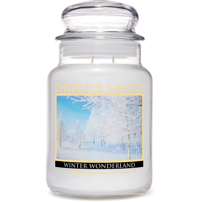Cheerful Candle duża świeca zapachowa w szklanym słoju 2 knoty 24 oz 680 g - Winter Wonderland