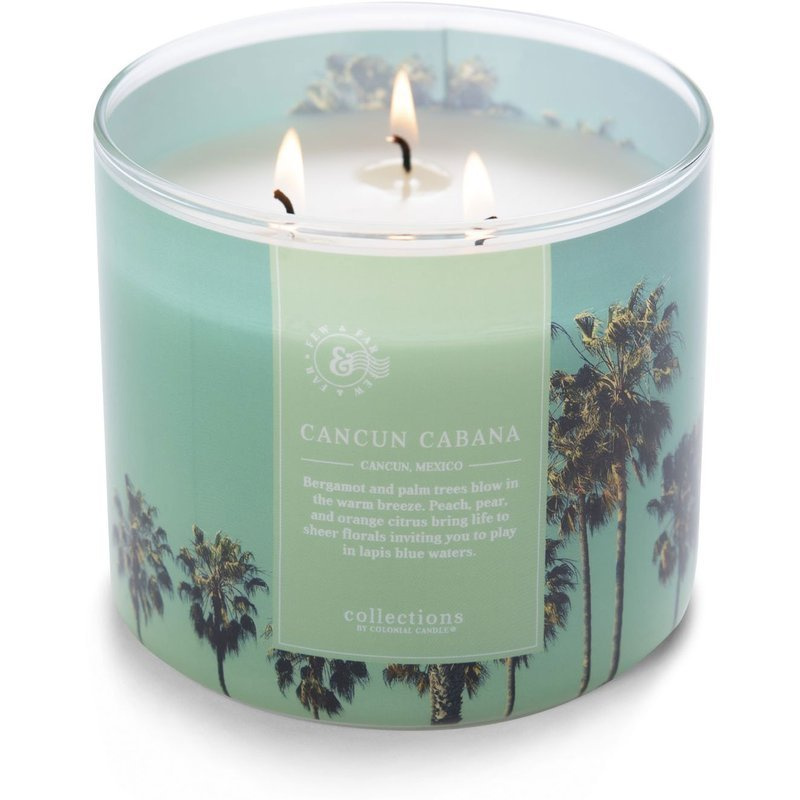Colonial Candle Travel large soy scented candle 3 wicks 14.5 oz 411 g - Cancun Cabana