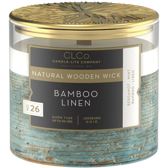 Świeca zapachowa drewniany knot Candle-lite CLCo 396 g - No. 26 Bamboo Linen