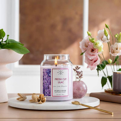 Candela di soia profumata in vetro Purple River 623 g - Fresh Cut Lilac