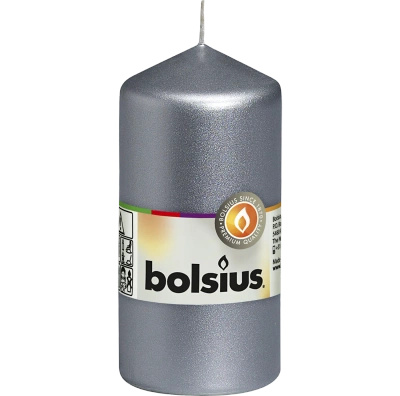 Bolsius świeca pieńkowa 120/58 mm - Srebrna