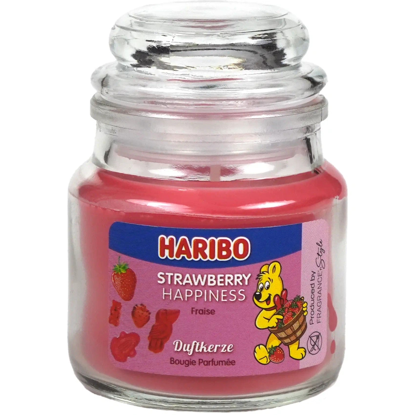 Haribo pequeña vela perfumada en vaso 85 g - Strawberry Happiness