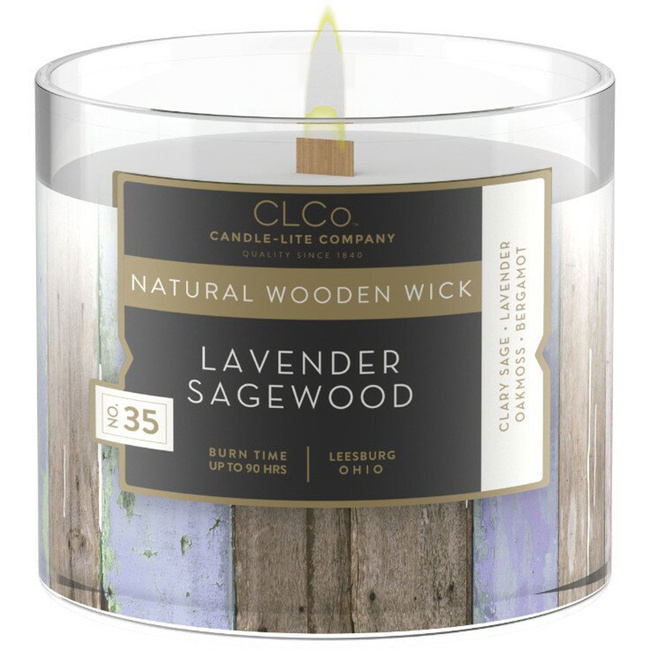 Świeca zapachowa drewniany knot Candle-lite CLCo 396 g - No. 35 Lavender Sagewood