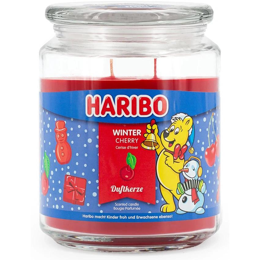 Haribo świąteczna świeca zapachowa w szkle 510 g - Winter Cherry