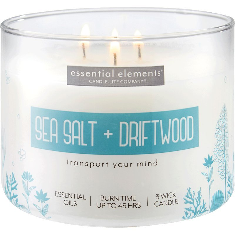 Sojowa świeca zapachowa z olejkami eterycznymi Candle-lite Essential Elements 418 g - Sea Salt Driftwood