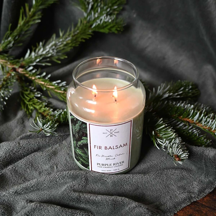 Soja geurkaars in glas Purple River 623 g - Fir Balsam