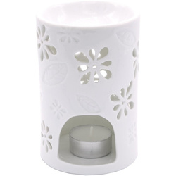 Ceramic wax burner Nyl flowers - White