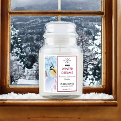 Bougie parfumée de soja en verre Purple River 623 g - Winter Dreams