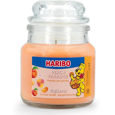 Haribo mała świeca zapachowa w szkle 85 g - Peach Paradise
