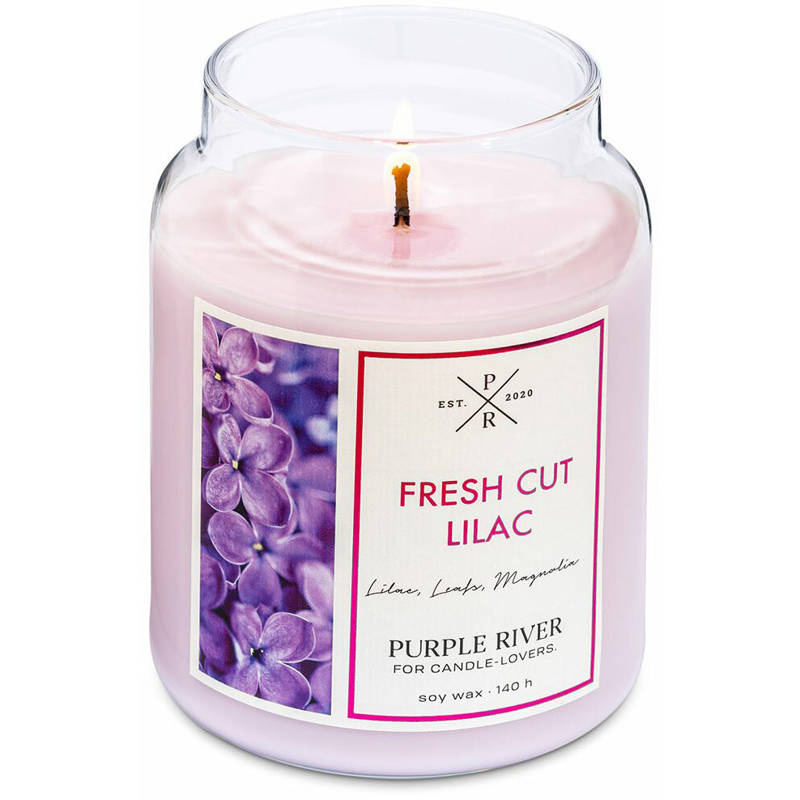 Bougie parfumée de soja en verre Purple River 623 g - Fresh Cut Lilac