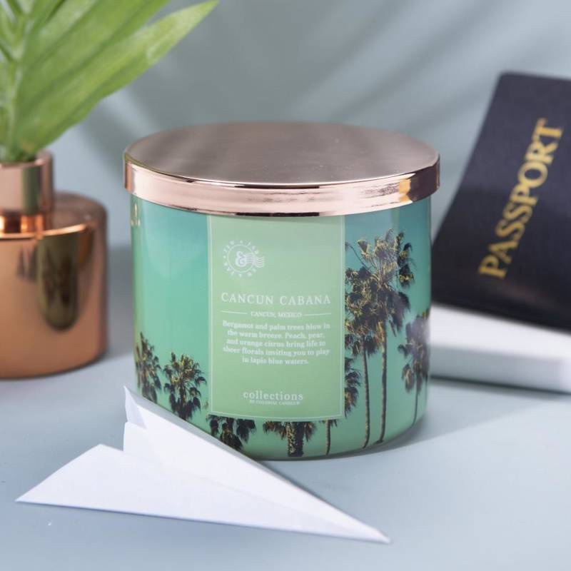 Colonial Candle Travel grande bougie parfumée au soja 3 mèches 411 g - Cancun Cabana